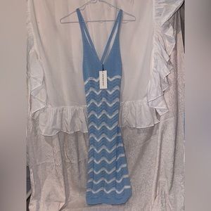 Crochet blue and white dress w/ spaghetti straps